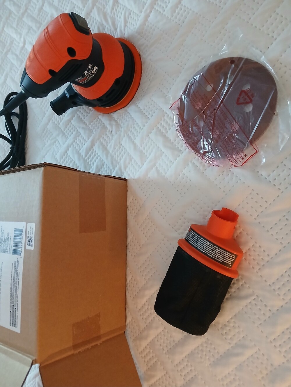 Black & Decker Orange and Black Random Orbital Sander with Dust Canister